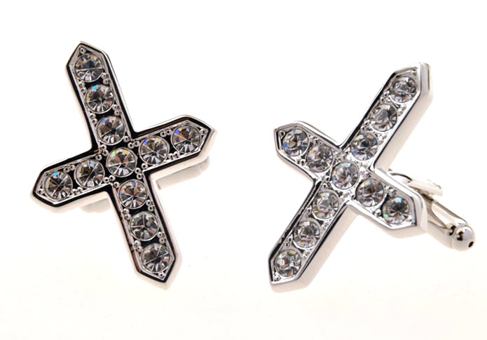 Cross Cufflinks White Purity Cufflinks Crystal Cufflinks Religious and Zen Wholesale & Customized CL655539