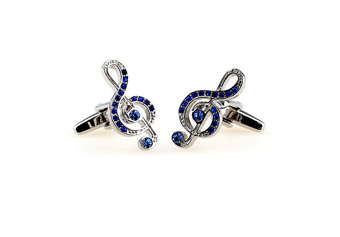 Musical notes Cufflinks  Blue Elegant Cufflinks Crystal Cufflinks Music Wholesale & Customized  CL663893