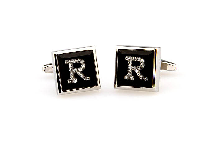 27 Letters R Cufflinks  White Purity Cufflinks Crystal Cufflinks Symbol Wholesale & Customized  CL666524
