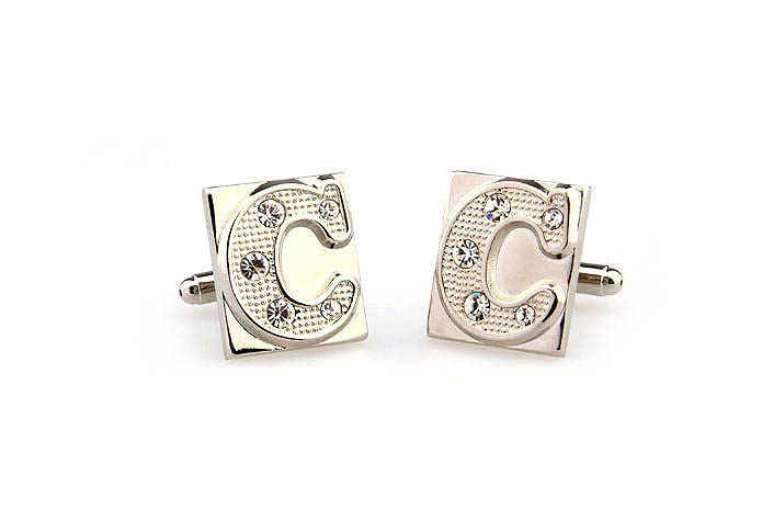 26 Letters C Cufflinks  White Purity Cufflinks Crystal Cufflinks Symbol Wholesale & Customized  CL666563