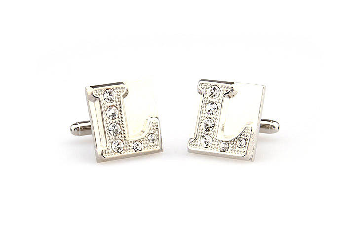 26 Letters L Cufflinks  White Purity Cufflinks Crystal Cufflinks Symbol Wholesale & Customized  CL666572
