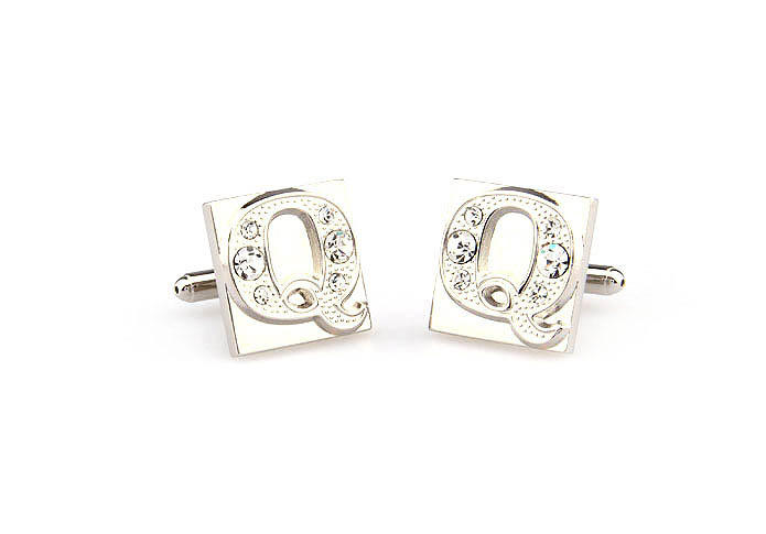 26 Letters Q Cufflinks  White Purity Cufflinks Crystal Cufflinks Symbol Wholesale & Customized  CL666577