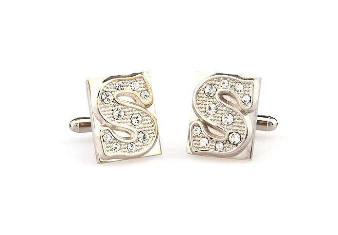 26 Letters S Cufflinks  White Purity Cufflinks Crystal Cufflinks Symbol Wholesale & Customized  CL666579