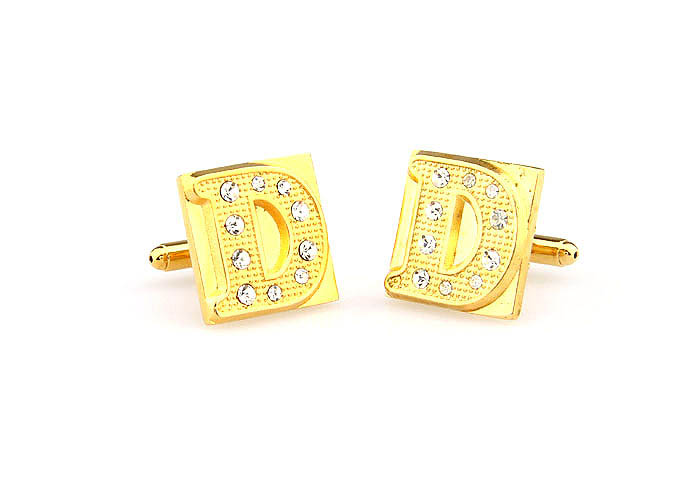 26 Letters D Cufflinks  Gold Luxury Cufflinks Crystal Cufflinks Symbol Wholesale & Customized  CL666590