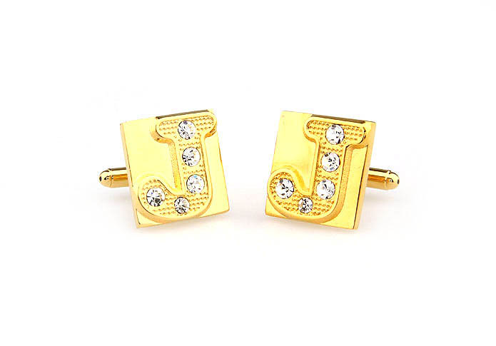 26 Letters J Cufflinks  Gold Luxury Cufflinks Crystal Cufflinks Symbol Wholesale & Customized  CL666596