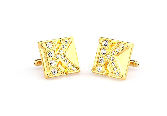 26 Letters K Cufflinks  Gold Luxury Cufflinks Crystal Cufflinks Symbol Wholesale & Customized  CL666597