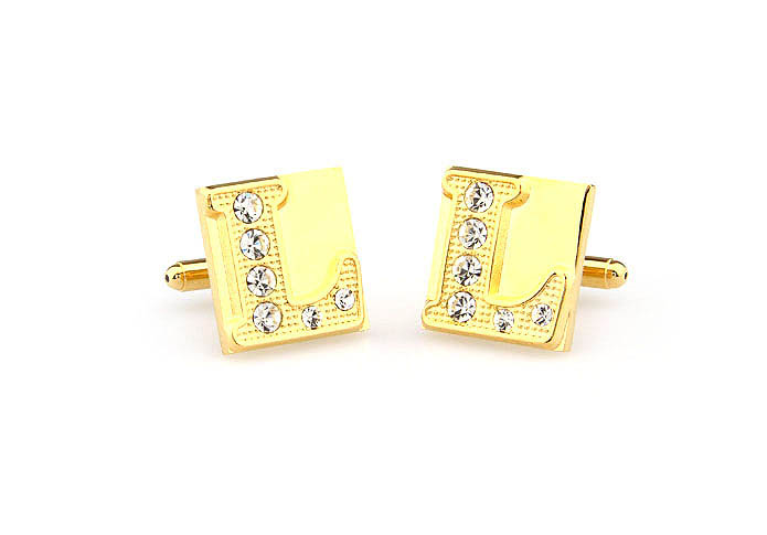 26 Letters L Cufflinks  Gold Luxury Cufflinks Crystal Cufflinks Symbol Wholesale & Customized  CL666598