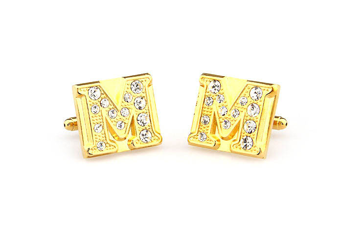 26 Letters M Cufflinks  Gold Luxury Cufflinks Crystal Cufflinks Symbol Wholesale & Customized  CL666599