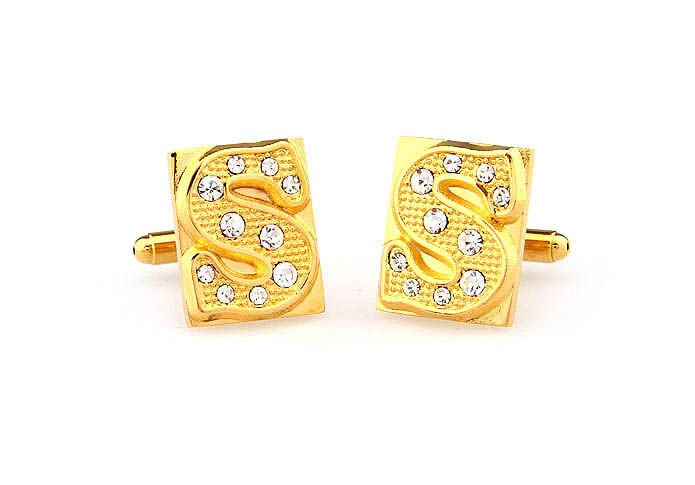 26 Letters S Cufflinks  Gold Luxury Cufflinks Crystal Cufflinks Symbol Wholesale & Customized  CL666605