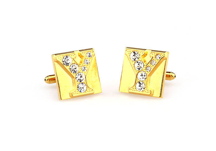 26 Letters Y Cufflinks  Gold Luxury Cufflinks Crystal Cufflinks Symbol Wholesale & Customized  CL666611