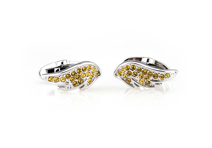 Angel wings Cufflinks  Yellow Lively Cufflinks Crystal Cufflinks Funny Wholesale & Customized  CL681065