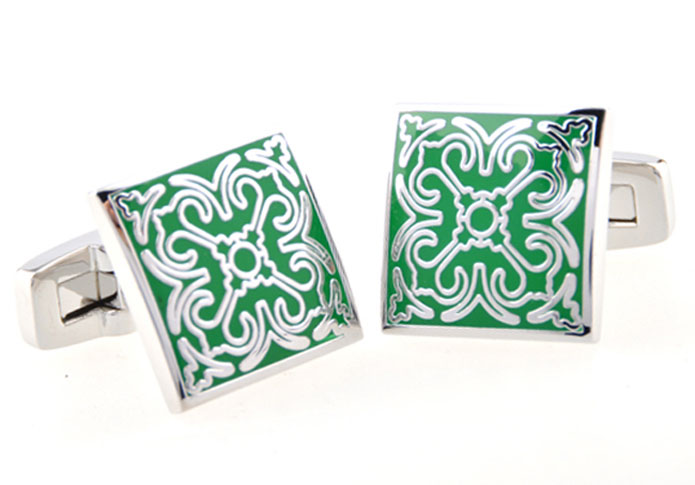 Greek pattern Cufflinks  Green Intimate Cufflinks Enamel Cufflinks Funny Wholesale & Customized  CL654608