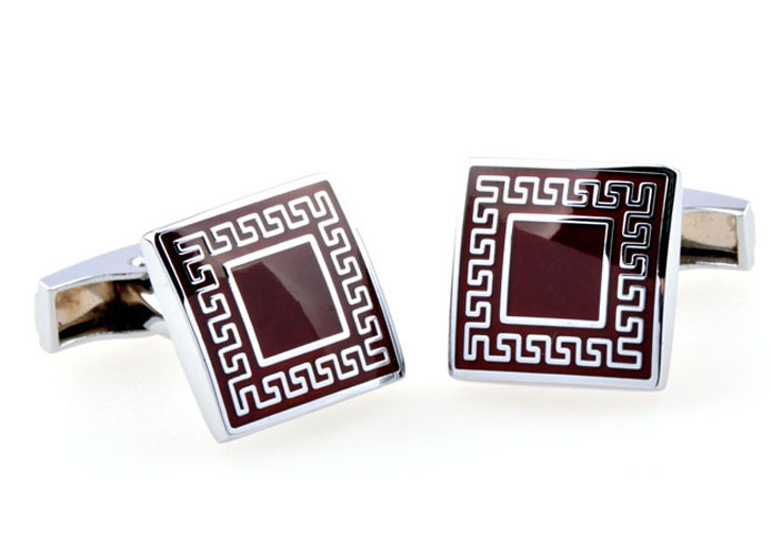 Greek pattern Cufflinks  Khaki Dressed Cufflinks Enamel Cufflinks Funny Wholesale & Customized  CL654621