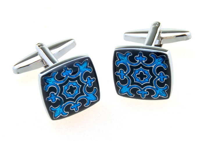 Greek Pattern Cufflinks  Blue Elegant Cufflinks Enamel Cufflinks Funny Wholesale & Customized  CL656881