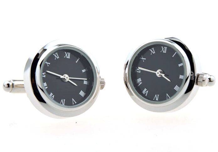 Watch movement can rotate Cufflinks  Black White Cufflinks Printed Cufflinks Tools Wholesale & Customized  CL654493