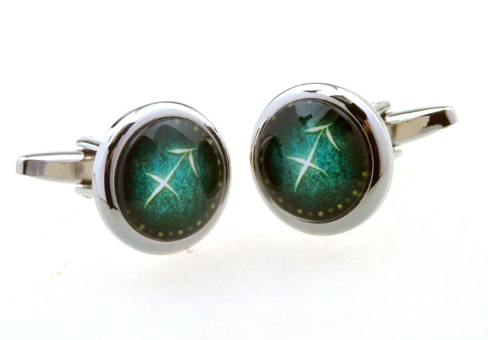 Sagittarius Cufflinks  Green Intimate Cufflinks Printed Cufflinks Constellation Wholesale & Customized  CL656363