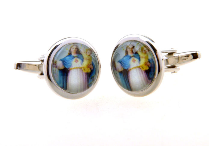 Virgin Mary Cufflinks  Multi Color Fashion Cufflinks Printed Cufflinks Religious and Zen Wholesale & Customized  CL656385