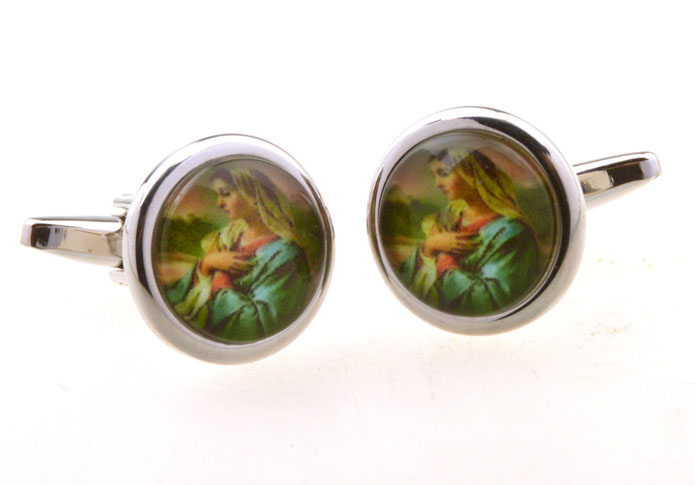 Virgin Mary Cufflinks  Multi Color Fashion Cufflinks Printed Cufflinks Religious and Zen Wholesale & Customized  CL656390