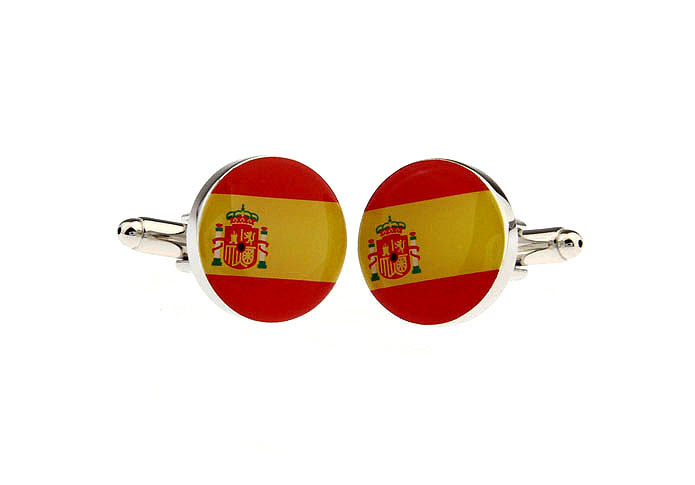 Spanish flag Cufflinks  Multi Color Fashion Cufflinks Printed Cufflinks Flag Wholesale & Customized  CL670922