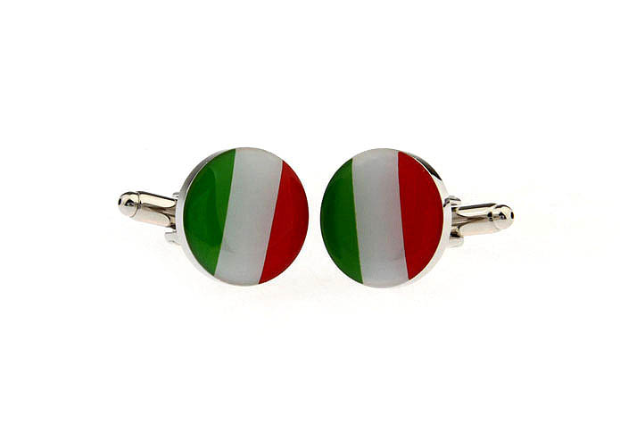 Italian flag Cufflinks  Multi Color Fashion Cufflinks Printed Cufflinks Flag Wholesale & Customized  CL670927