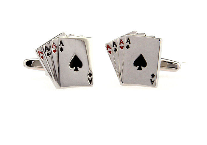 four playing cards A Cufflinks  Multi Color Fashion Cufflinks Paint Cufflinks Gambling Wholesale & Customized  CL651369