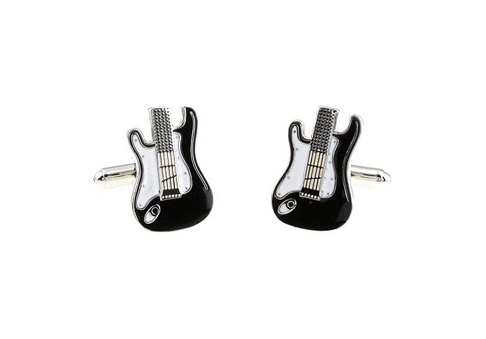 Guitar Cufflinks  Black White Cufflinks Paint Cufflinks Music Wholesale & Customized  CL651840