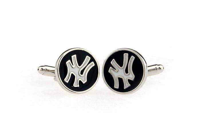 Yankees Logo Cufflinks  Black White Cufflinks Paint Cufflinks Flags Wholesale & Customized  CL651846