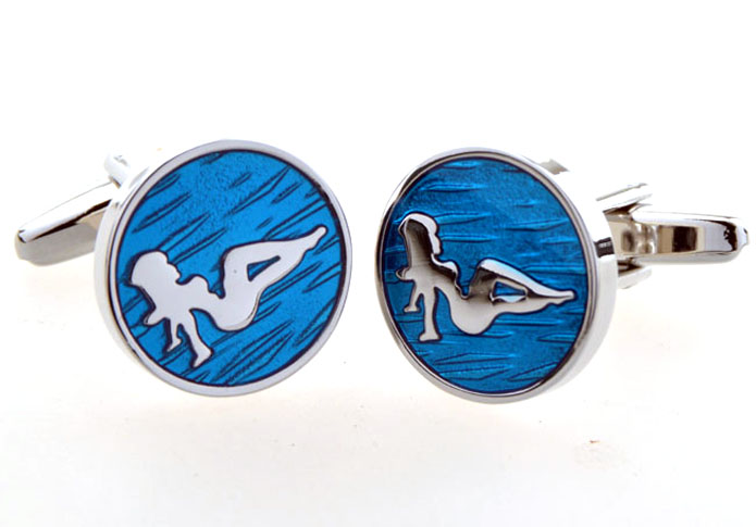 Women such as water Cufflinks  Blue Elegant Cufflinks Paint Cufflinks Hipster Wear Wholesale & Customized  CL654451