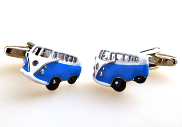 Bus Cufflinks Blue White Cufflinks Paint Cufflinks Transportation Wholesale & Customized CL655238