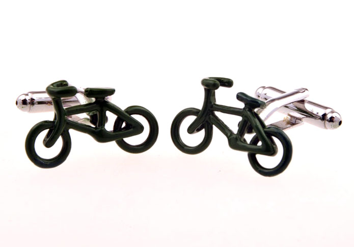 Bicycle Cufflinks  Green Intimate Cufflinks Paint Cufflinks Transportation Wholesale & Customized  CL655748