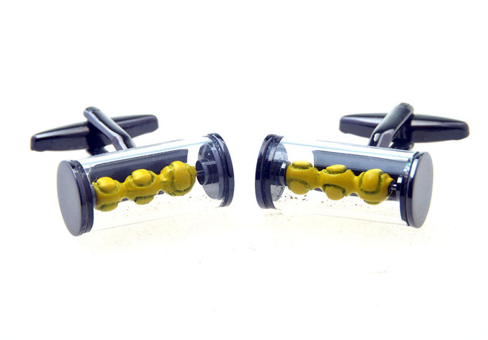 Tennis Cufflinks  Yellow Lively Cufflinks Paint Cufflinks Sports Wholesale & Customized  CL656735