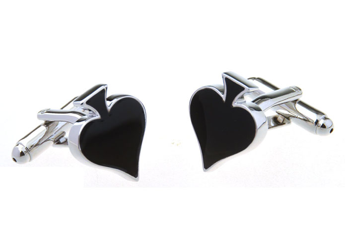 Black Peach Heart Cufflinks  Black Classic Cufflinks Paint Cufflinks Gambling Wholesale & Customized  CL656759