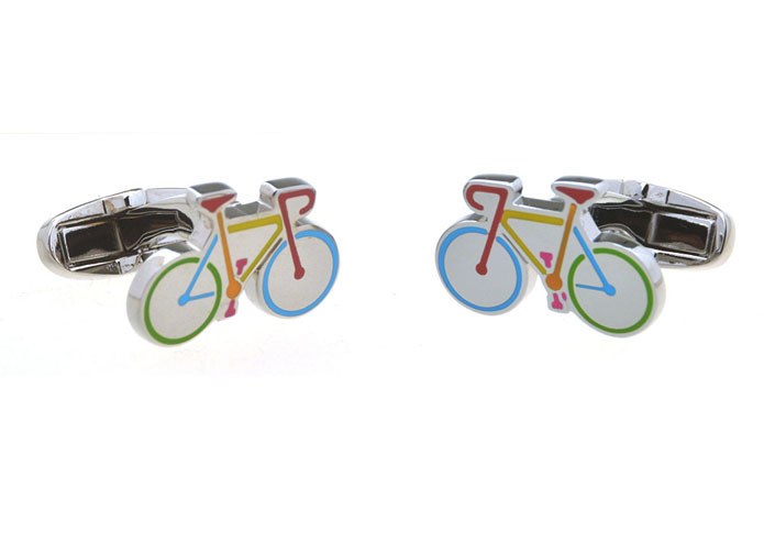 Bicycle Cufflinks  Multi Color Fashion Cufflinks Paint Cufflinks Transportation Wholesale & Customized  CL656980