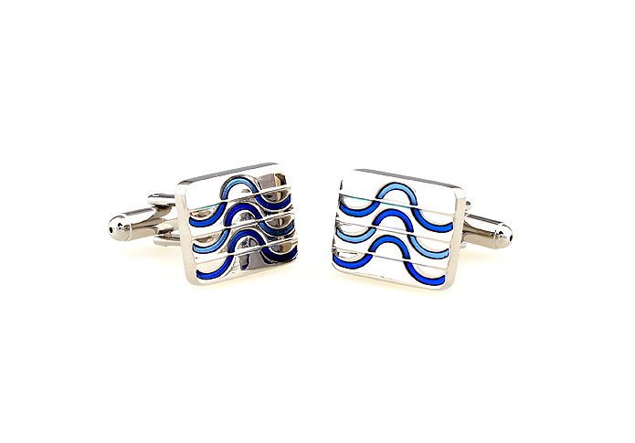 Wavy lines Cufflinks  Blue Elegant Cufflinks Paint Cufflinks Funny Wholesale & Customized  CL662472
