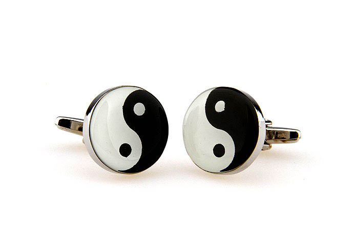 Tai Chi Cufflinks  Black White Cufflinks Paint Cufflinks Religious and Zen Wholesale & Customized  CL662787
