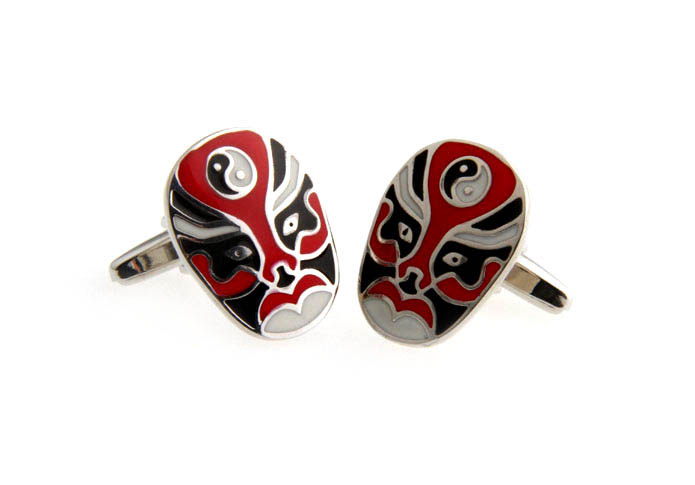 Peking Opera Mask Cufflinks  Multi Color Fashion Cufflinks Paint Cufflinks Music Wholesale & Customized  CL662985