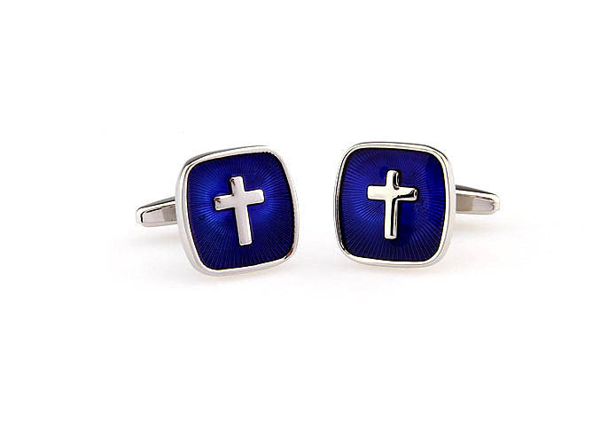 Cross Cufflinks  Blue Elegant Cufflinks Paint Cufflinks Religious and Zen Wholesale & Customized  CL663103