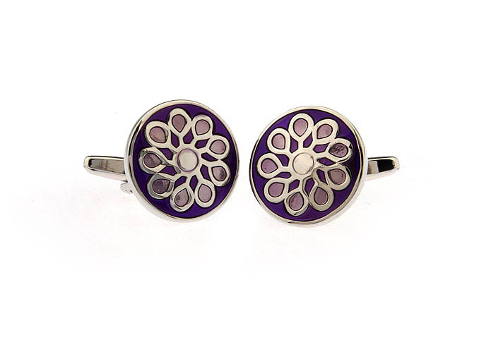 Flower Cufflinks  Purple Romantic Cufflinks Paint Cufflinks Funny Wholesale & Customized  CL663667