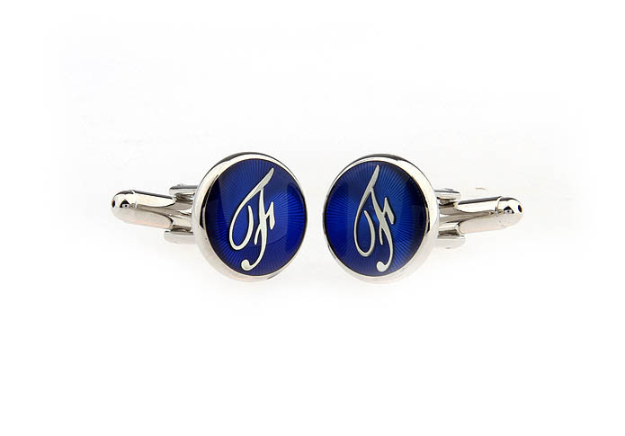 26 Letters F Cufflinks  Blue Elegant Cufflinks Paint Cufflinks Symbol Wholesale & Customized  CL663774