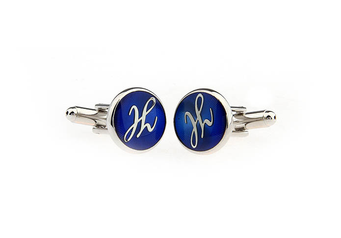 26 Letters H Cufflinks  Blue Elegant Cufflinks Paint Cufflinks Symbol Wholesale & Customized  CL663776
