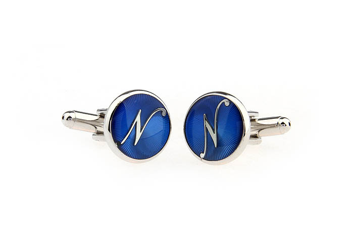 26 Letters N Cufflinks  Blue Elegant Cufflinks Paint Cufflinks Symbol Wholesale & Customized  CL663780