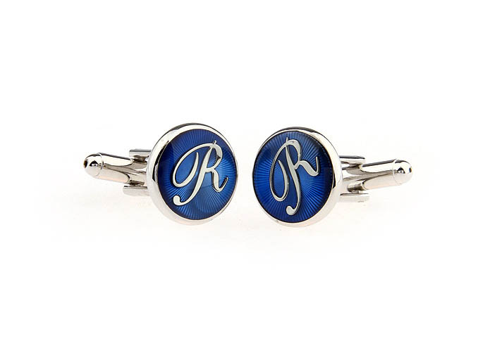 26 Letters R Cufflinks  Blue Elegant Cufflinks Paint Cufflinks Symbol Wholesale & Customized  CL663782