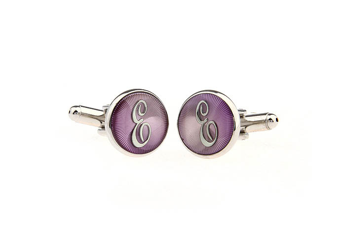 26 Letters E Cufflinks  Purple Romantic Cufflinks Paint Cufflinks Symbol Wholesale & Customized  CL663791