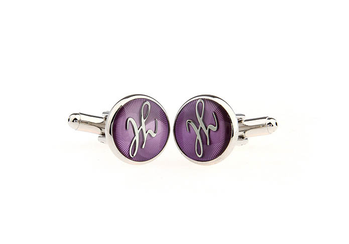 26 Letters H Cufflinks  Purple Romantic Cufflinks Paint Cufflinks Symbol Wholesale & Customized  CL663794