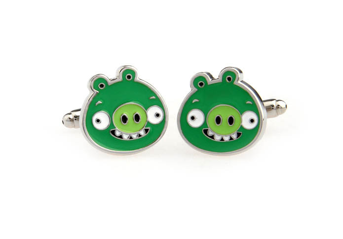 Green Pig Cufflinks  Multi Color Fashion Cufflinks Paint Cufflinks Animal Wholesale & Customized  CL671159
