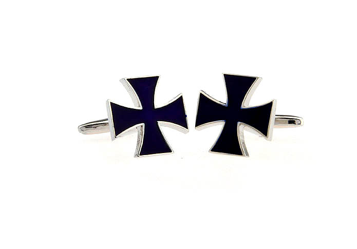 Black Blue Cross Cufflinks  Blue Elegant Cufflinks Paint Cufflinks Religious and Zen Wholesale & Customized  CL671187