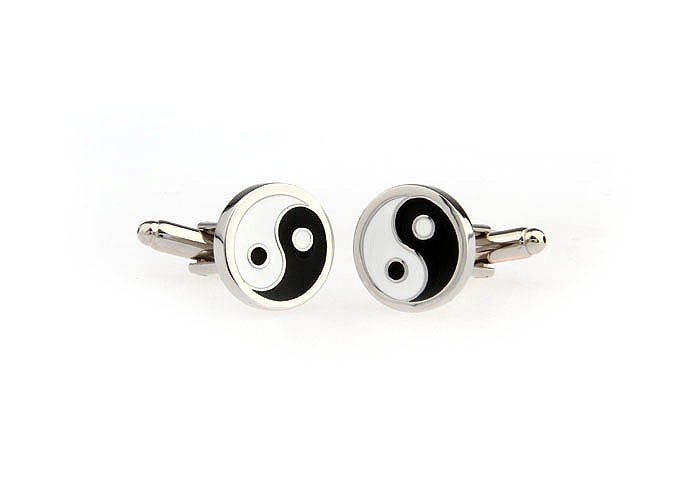 Tai Chi Cufflinks  Black White Cufflinks Paint Cufflinks Religious and Zen Wholesale & Customized  CL671238