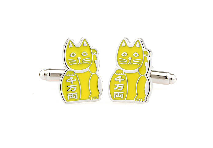 Lucky Cat Cufflinks  Yellow Lively Cufflinks Paint Cufflinks Animal Wholesale & Customized  CL671665