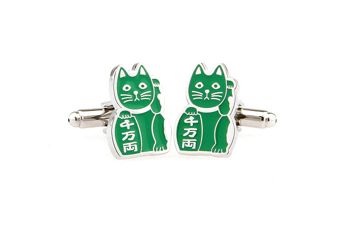 Lucky Cat Cufflinks  Green Intimate Cufflinks Paint Cufflinks Animal Wholesale & Customized  CL671666