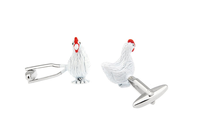 Chicken Cufflinks  White Purity Cufflinks Paint Cufflinks Animal Wholesale & Customized  CL720757